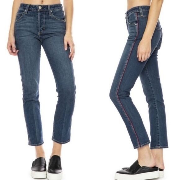 AMO Denim - AMO Denim "The Babe" Jeans with Piping High Rise Straight Leg – Dark Vintage 30